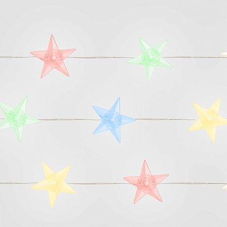 Светодиодная гирлянда CL571 Звездочки, статичная, 1.8м USB мультиколор, прозрачный шнур