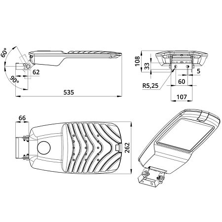 KEO PL крепление на поворотный кронштейн KEO PL-STREET (М, Мv2, Lv2) RAL9007