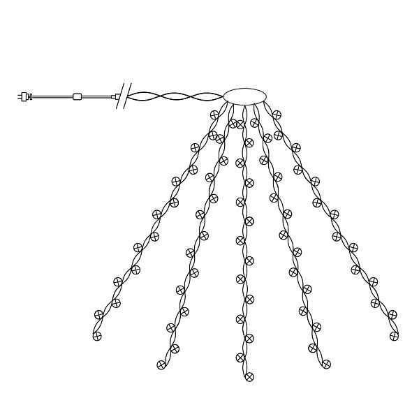Светодиодная гирлянда CL93 15 веток (5м) + 6м 230V мульти